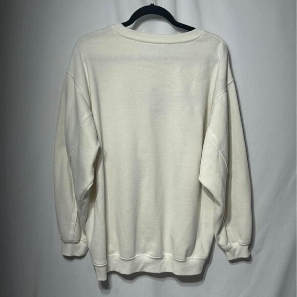 Oversized crew neck sweatshirt. Size XL. Cream/brown. “Wellness beach club”. - Picture 7 of 9